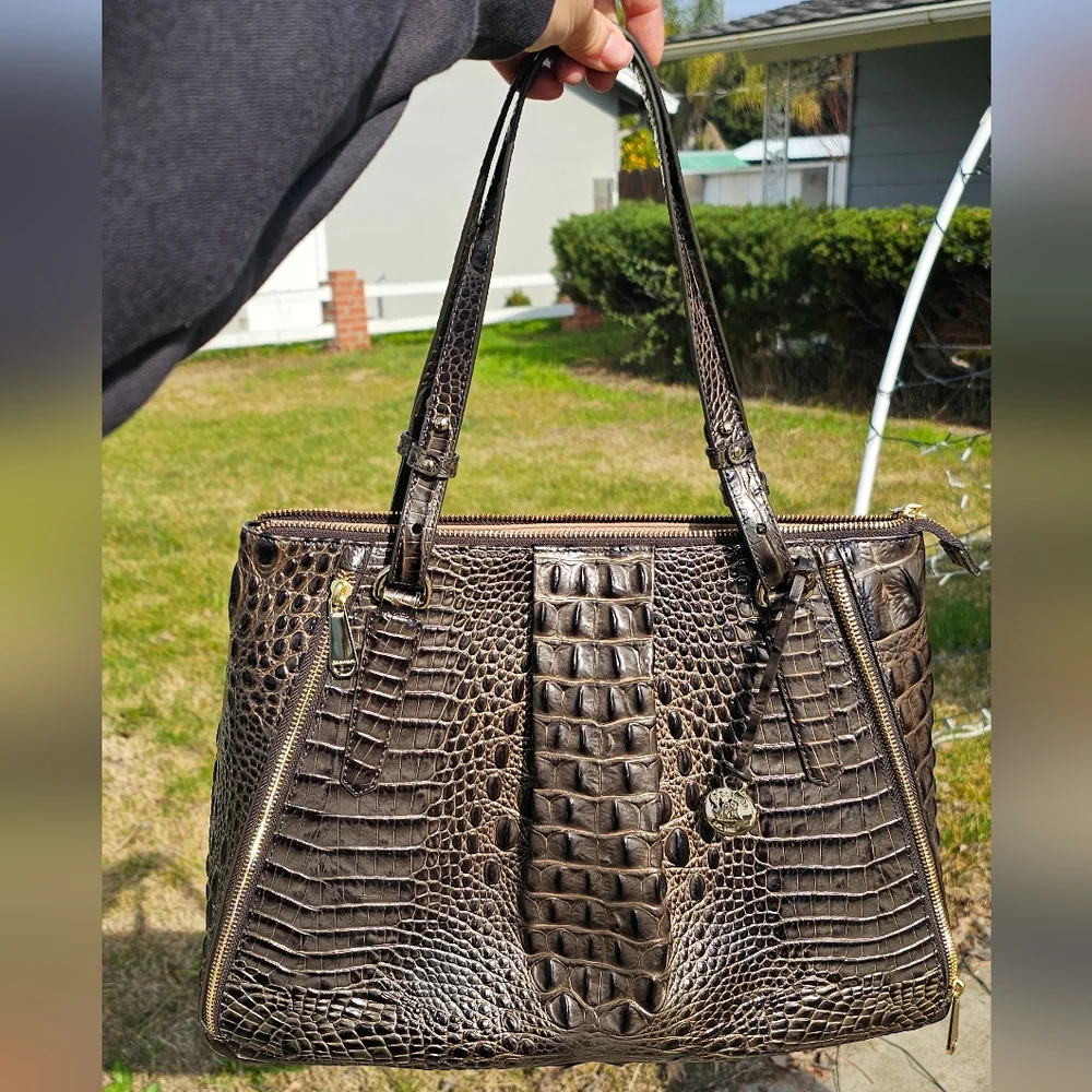 Brahmin Crocodile-Embossed Adina Shoulder Bag Nwot